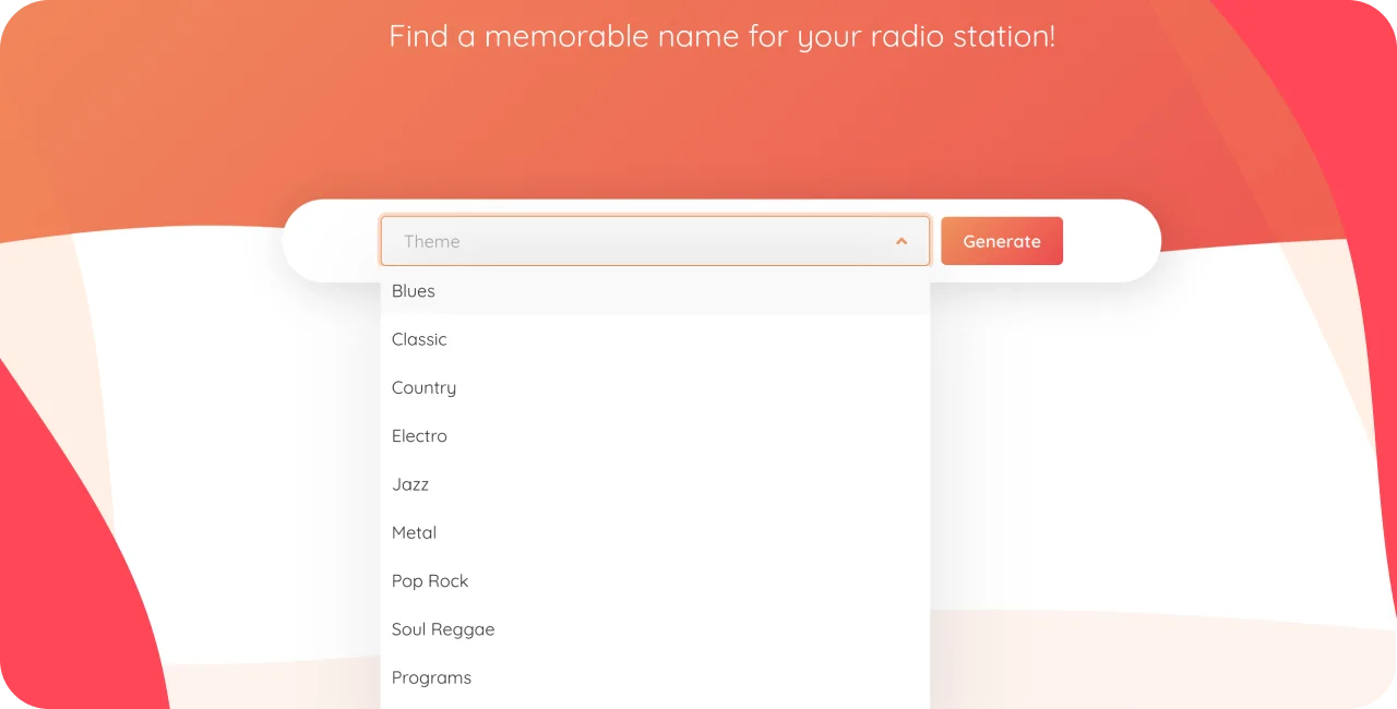 types of music in a radio station name generator